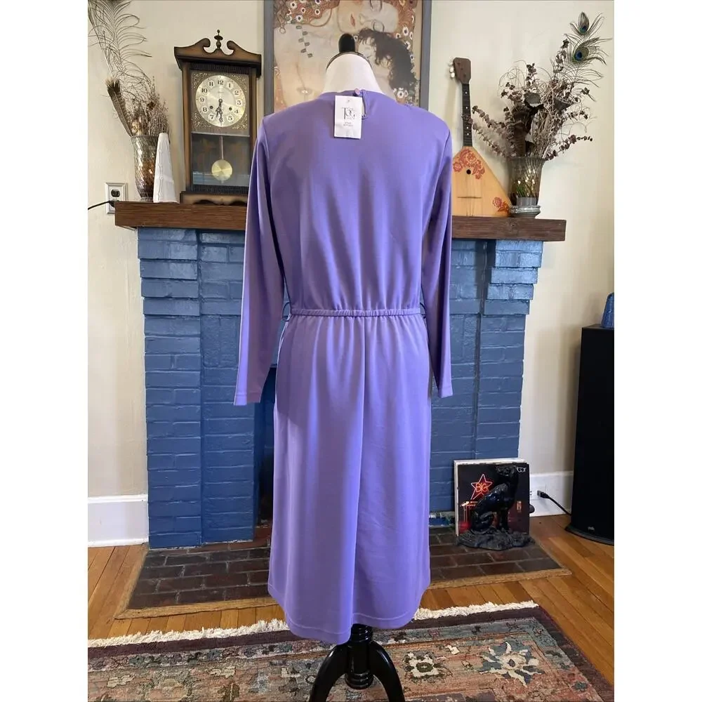 NEW The Tog Shop Petites Womens Dress 10P Knit Midi Lilac Purple Vintage 90s - Picture 4 of 12
